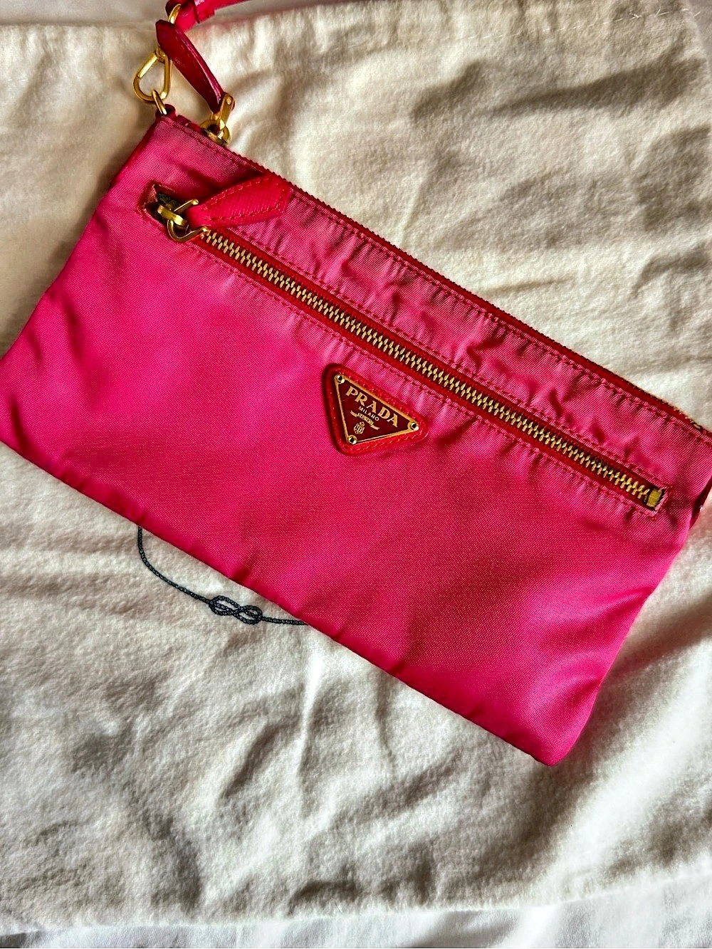 Vintage Prada Tessuto Nylon and Saffiano Leather Mini Crossbody Bag Pink